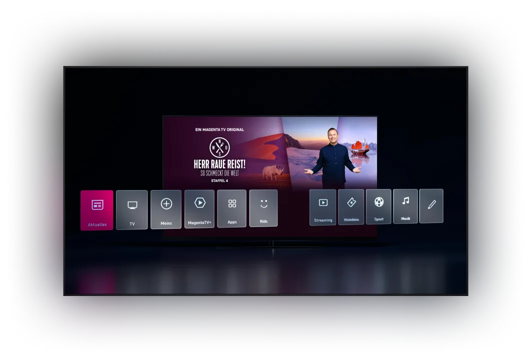 Nutzeroberfläche der Schnellstartleiste mit verschiedenen Funktionen auf einen Blick. Im Hintergrund beispielhaft zu sehen, ist ein Vorschaubild von Herr Raue Reist.