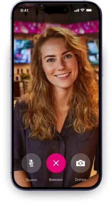 Smartphone auf dem ein Videoanruf zu sehen ist