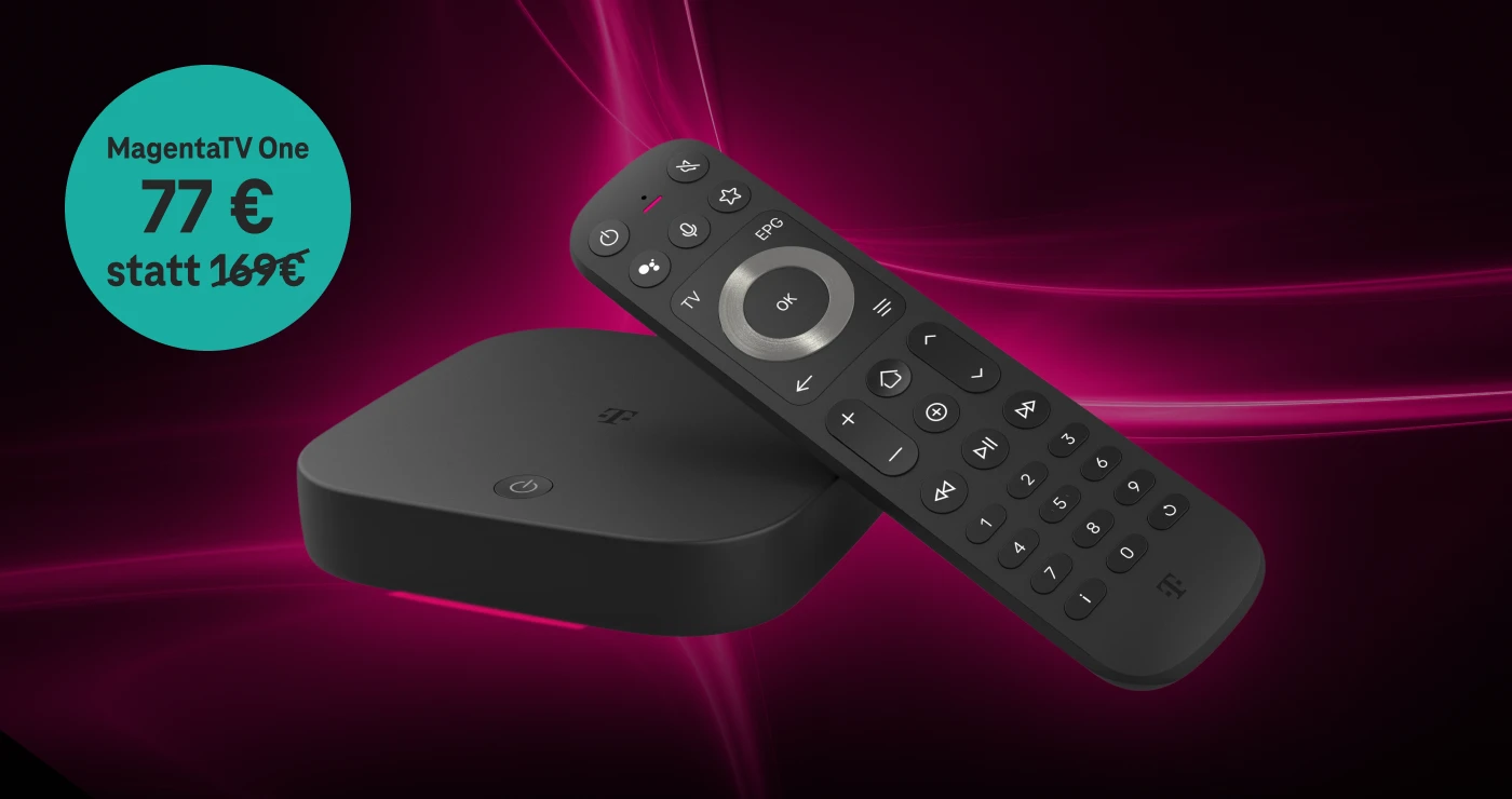 MagentaTV One Streaming-Box mit Fernbedienung für 77 € statt 169 €.