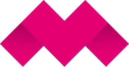 Magenta Moments Logo - Magentafarbener großer M-Buchstabe mit geometrischer Form