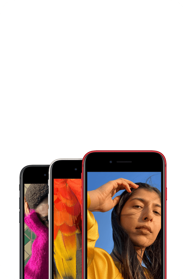 3 iPhones mit einem Foto auf dem Display