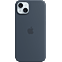 Apple Silikon Case iPhone 15 mit MagSafe - Sturmblau 99934678 vorne thumb