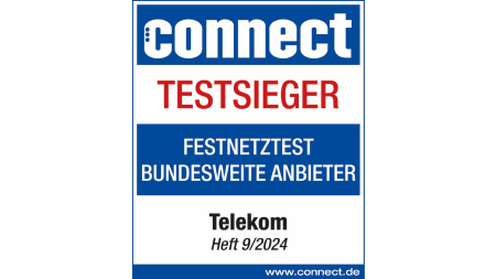 Testsiegel Connect Festnetztest Bundesweite Anbieter, Testsieger Telekom, Heft 09/2024