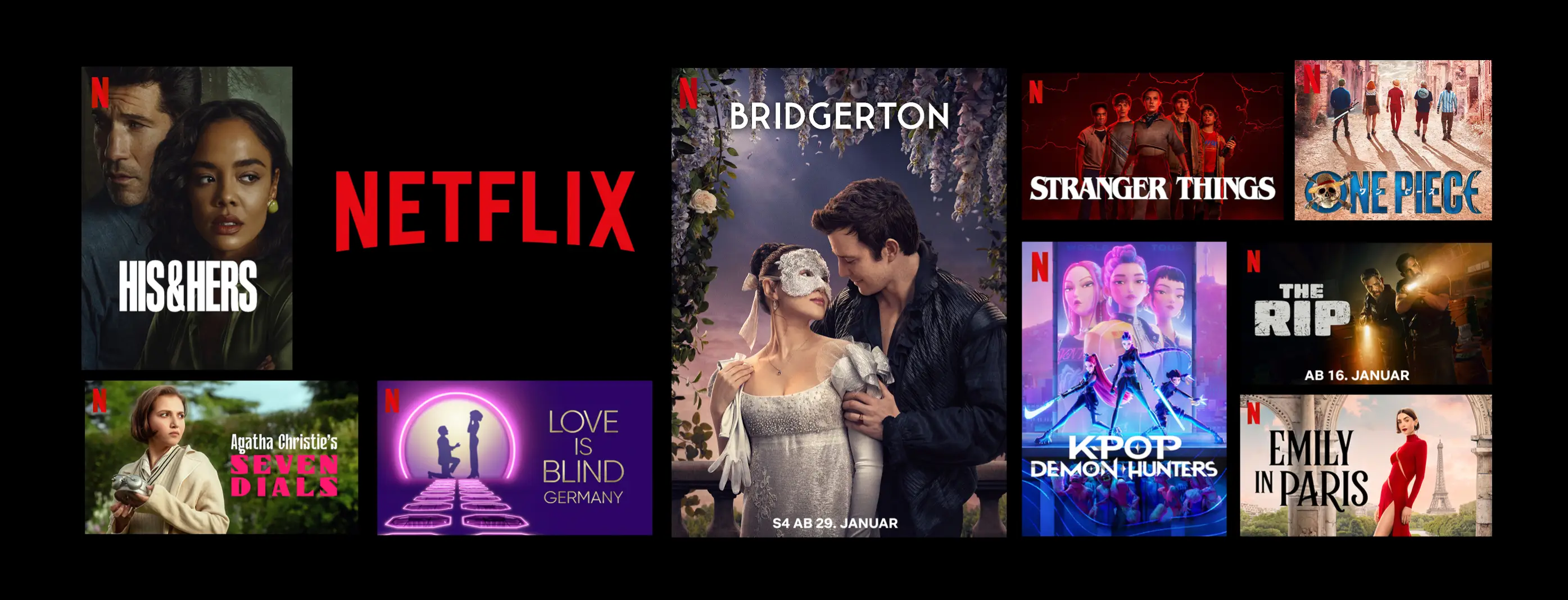 Angebotsvielfalt mit MagentaTV und Netflix: Back in Action, Squid Game, Stranger Things, Carry-On, Liebeskind, Emily in Paris, Spellbound, Wednesday, The Night Agent 2