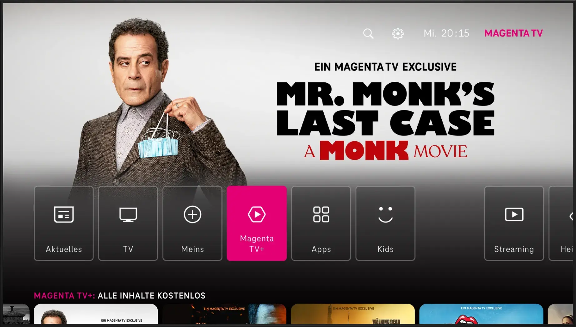 Fernseher auf dem die Benutzeroberfläche der MagentaTV App zu sehen ist