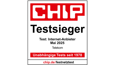 CHIP Testsieger, Test: Internet-Anbieter Mai 2025, Telekom CHIP Testsieger, Test: Internet-Anbieter Mai 2025, Telekom