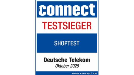 Testsiegel connect Testsieger Shoptest, Deutsche Telekom, Oktober 2025 Testsiegel connect Testsieger Shoptest, Deutsche Telekom, Oktober 2025