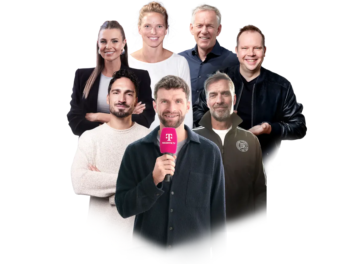 Moderator Johannes B. Kerner, Moderatorin Laura Wontorra und Kommentator Wolff Fuss mit Top-Experten Thomas Müller, Mats Hummels, Jürgen Klopp und Tabea Kemme