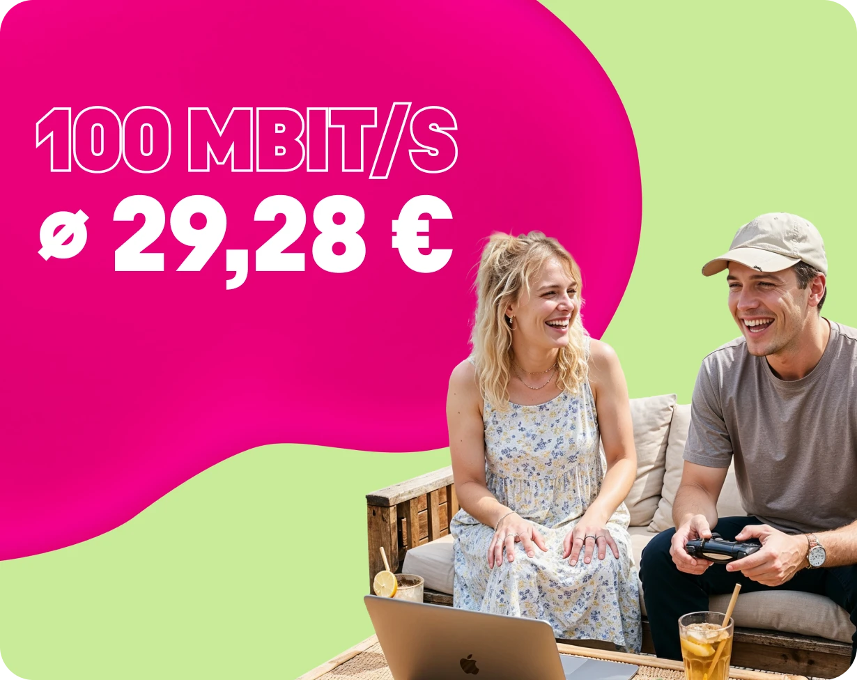 100 Mbit/s für ∅ 29,28 € mtl.