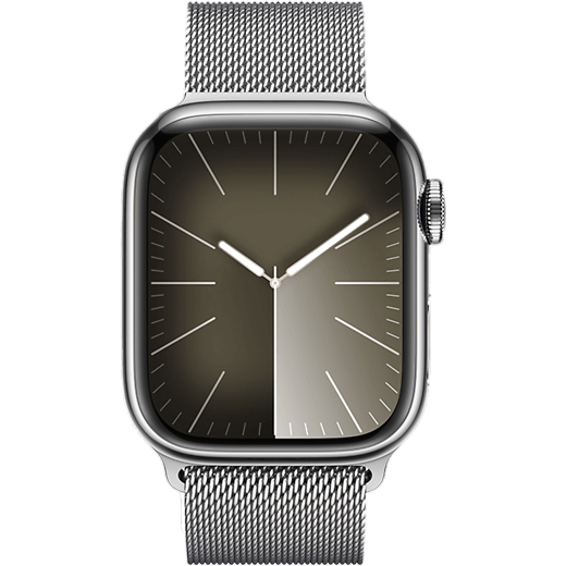 Apple Watch Series 9 Edelstahl Milanaise Armband Silber 41 mm/Silber - Gallerie 2
