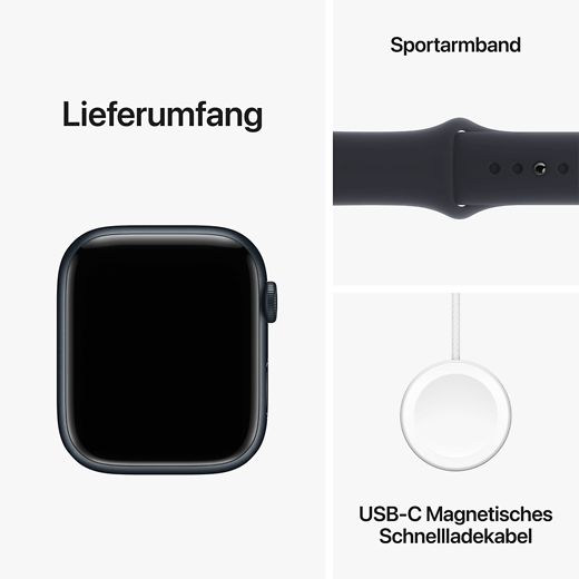 Apple Watch Series 9 GPS Aluminium Sportarmband Mitternacht/Mitternacht M/L - Gallerie 5