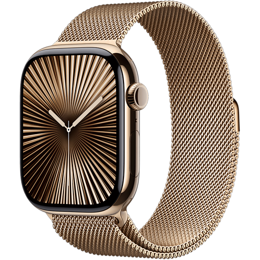 Apple Watch Series 10 Titan Milanaise Armband Gold/Gold M/L - Gallerie 1